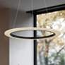 1_Textile 24" Wide Medallo LED Ring Cream Linen Pendant