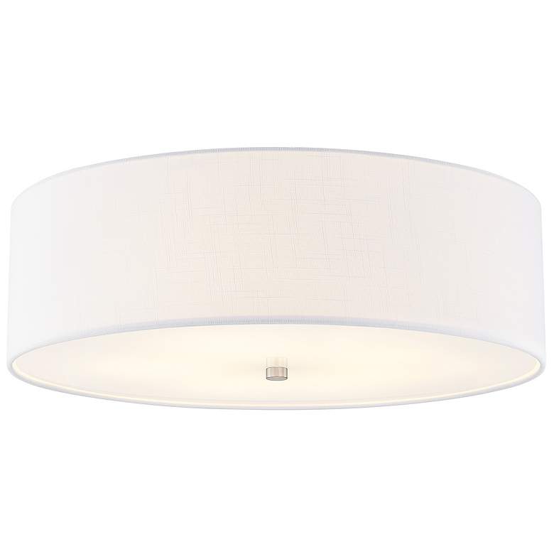 Image 2 Textile 24"W Brushed Nickel Ceiling Light with White Shade