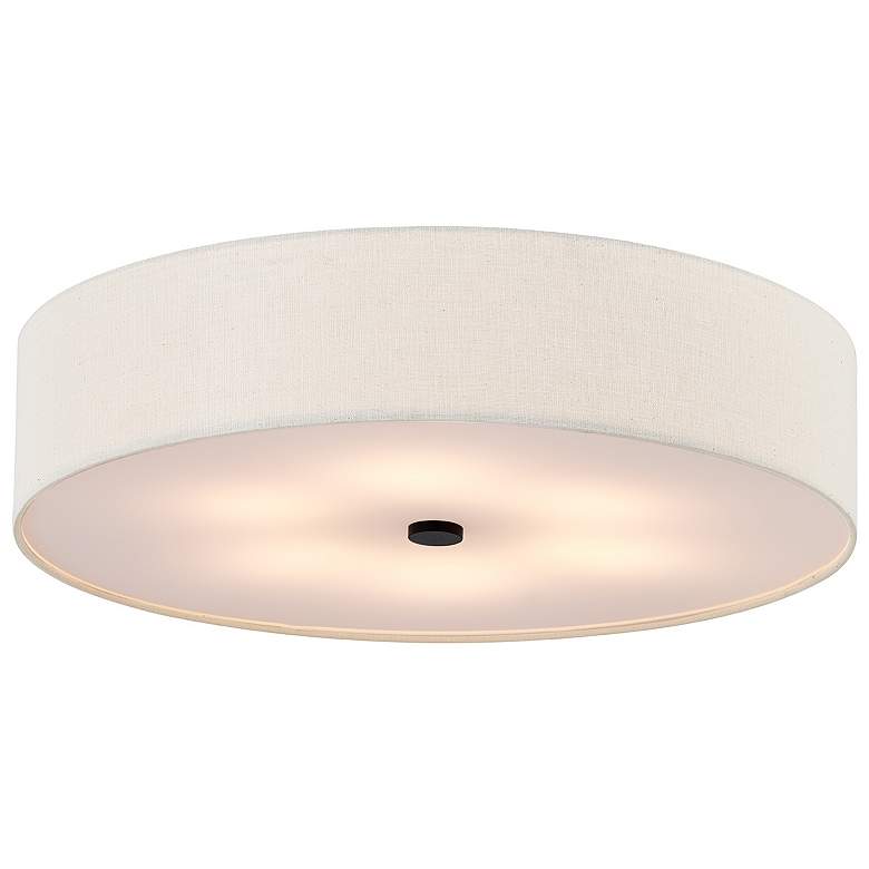 Image 3 Textile 30" Wide Matte Black Ceiling Light with Cream Shade