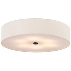 Textile 30" Wide Matte Black Ceiling Light with Cream Shade