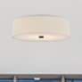 2_Textile 30" Wide Matte Black Ceiling Light with Cream Shade