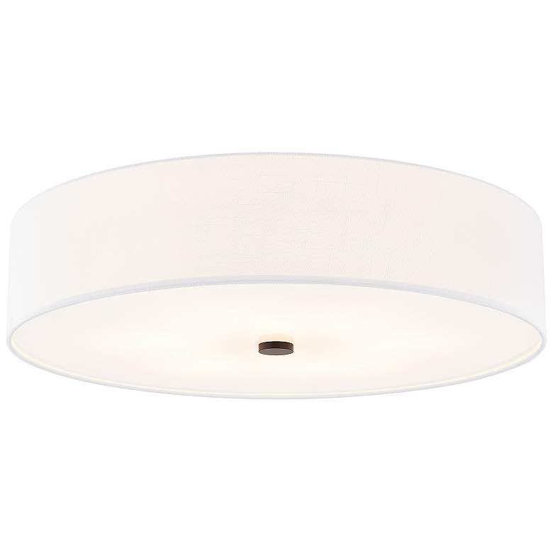 Image 2 Textile 30" Wide Matte Black Ceiling Light with White Shade