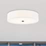 1_Textile 30" Wide Matte Black Ceiling Light with White Shade