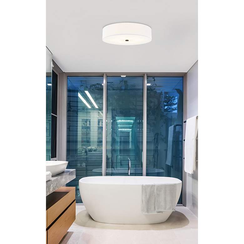 Image 3 Textile 30" Wide Matte Black Ceiling Light with White Shade more views