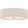 3_Textile 30"W Brushed Brass Ceiling Light with Cream Shade