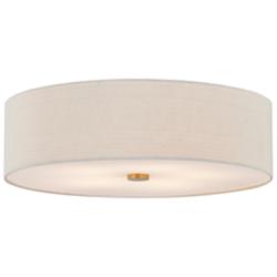 Textile 30"W Brushed Brass Ceiling Light with Cream Shade