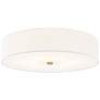2_Textile 30"W Brushed Brass Ceiling Light with White Shade