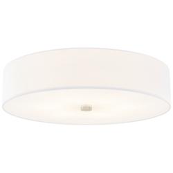 Textile 30"W Brushed Nickel Ceiling Light with White Shade