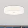 1_Textile 30"W Brushed Nickel Ceiling Light with White Shade