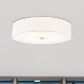 Textile 30"W Brushed Nickel Ceiling Light with White Shade Textile 30"W Brushed Nickel Ceiling Light with White Shade