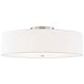 Textile 30"W Classic Drum Brushed Nickel Semi-Flush With White Linen S