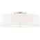 Textile 30"W Classic Drum Brushed Nickel Semi-Flush With White Linen S