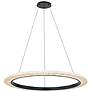 2_Textile 42" Wide Medallo LED Ring Cream Linen Pendant