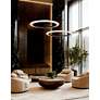 4_Textile 42" Wide Medallo LED Ring Cream Linen Pendant more views
