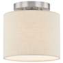 Textile 8"W Open Bottom Drum Brushed Nickel Semi-Flush w/ Cream Shade