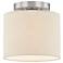 Textile 8"W Open Bottom Drum Brushed Nickel Semi-Flush w/ Cream Shade