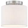 Textile 8"W Open Bottom Drum Brushed Nickel Semi-Flush w/ White Shade