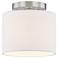 Textile 8"W Open Bottom Drum Brushed Nickel Semi-Flush w/ White Shade