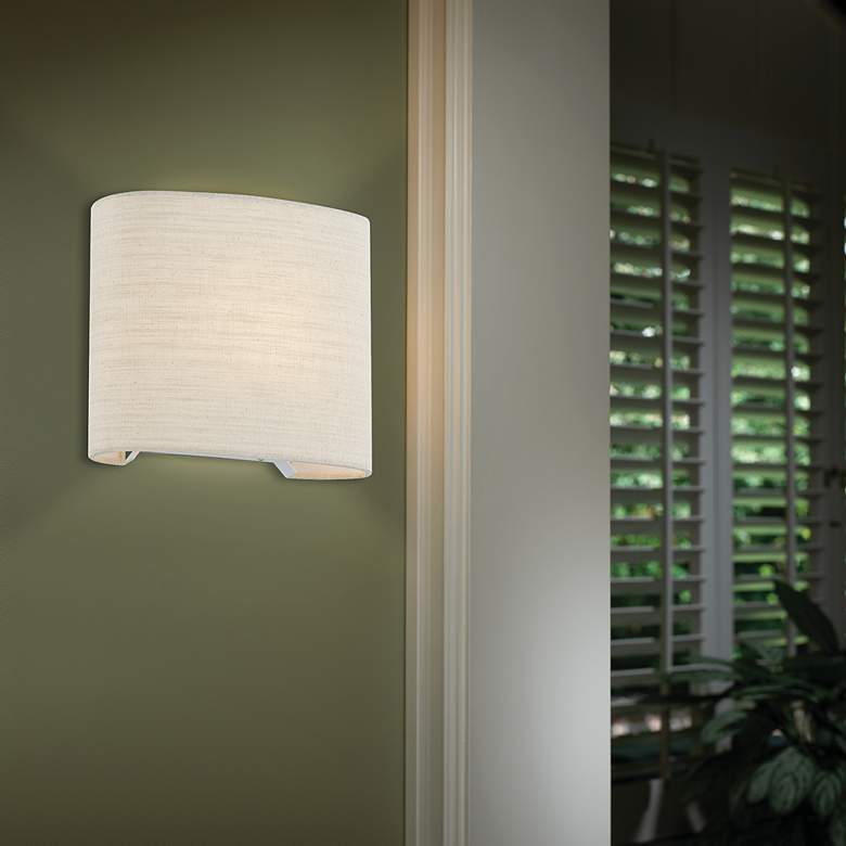 Image 6 Textile 9.75" High Wide Oval Fabric ADA Wall Sconce With Cream Linen S more views