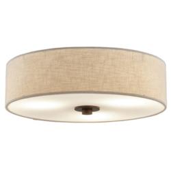 Textile Classic 15" Wide Bronze Ceiling Light w/ Cream Linen