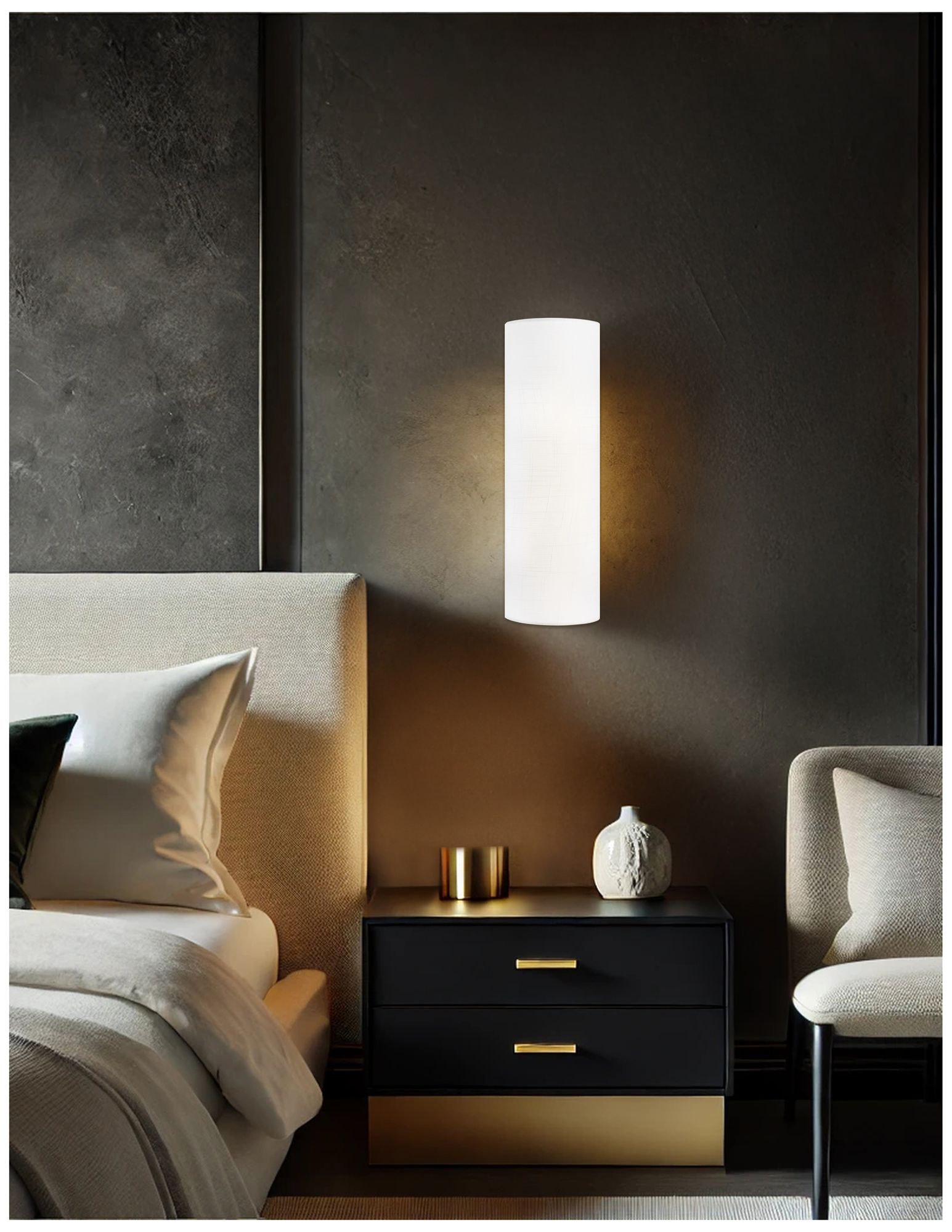 Image 3 Textile Classic 17" High 2-Light White Linen Wall Sconce more views
