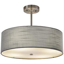 Image2 of Textile™ Classic 18"W Nickel Gray Drum Pendant Light