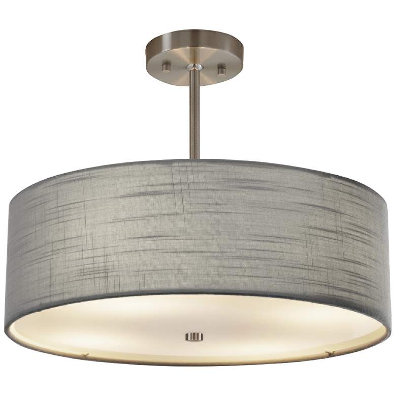 Image 2 Textile&#8482; Classic 18 inchW Nickel Gray Drum Pendant Light