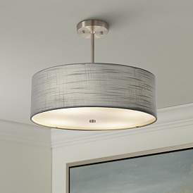 Image1 of Textile™ Classic 18"W Nickel Gray Drum Pendant Light