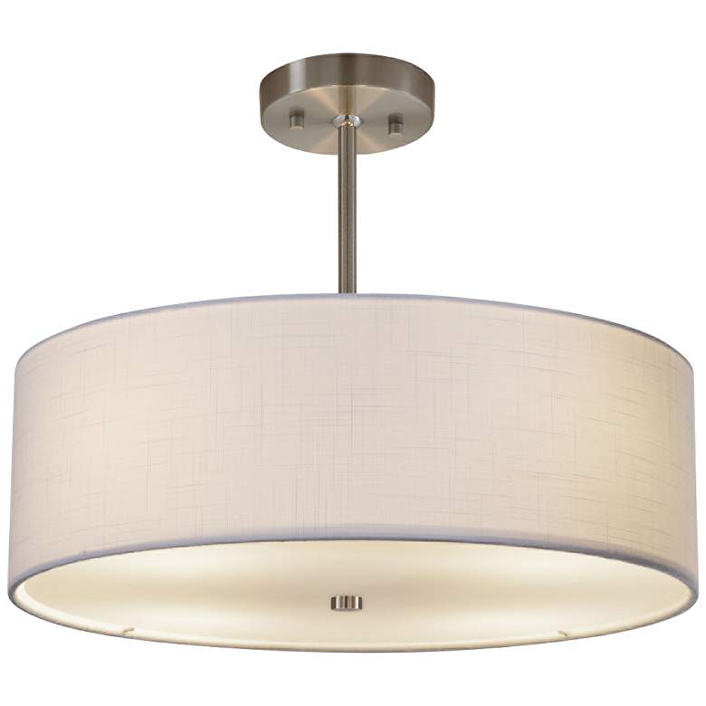 Image 2 Textile&#8482; Classic 18 inchW Nickel White Drum Pendant Light