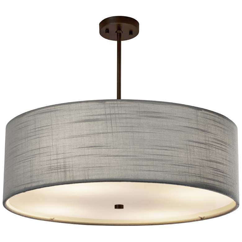 Image 2 Textile™ Classic 24"W Bronze Gray Drum Pendant Light