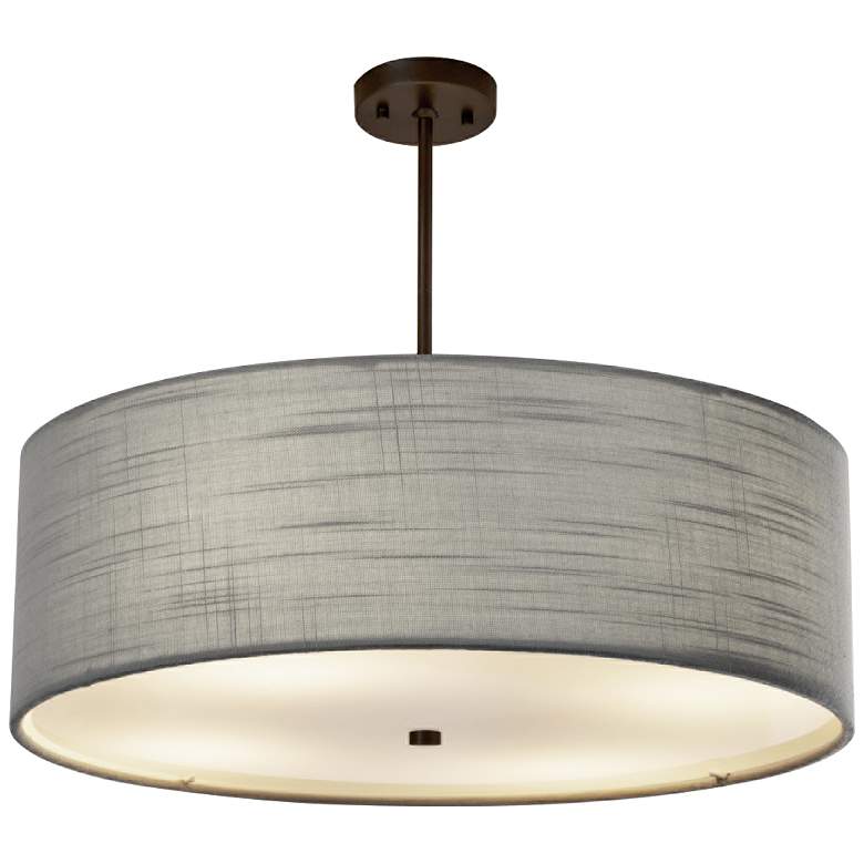 Image 2 Textile&#8482; Classic 24 inchW Bronze Gray Drum Pendant Light