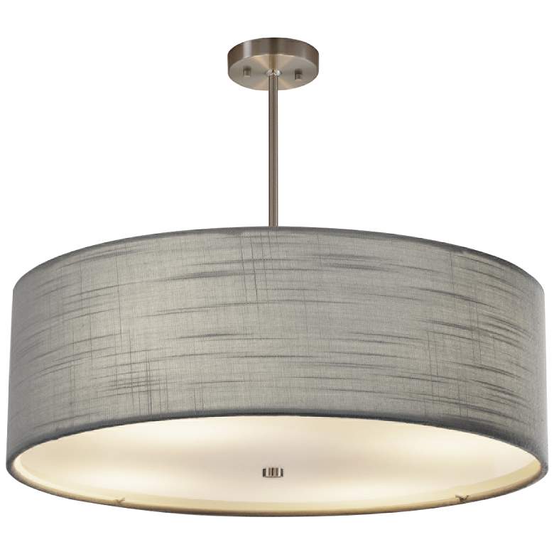Image 2 Textile™ Classic 24"W Nickel Gray Drum Pendant Light