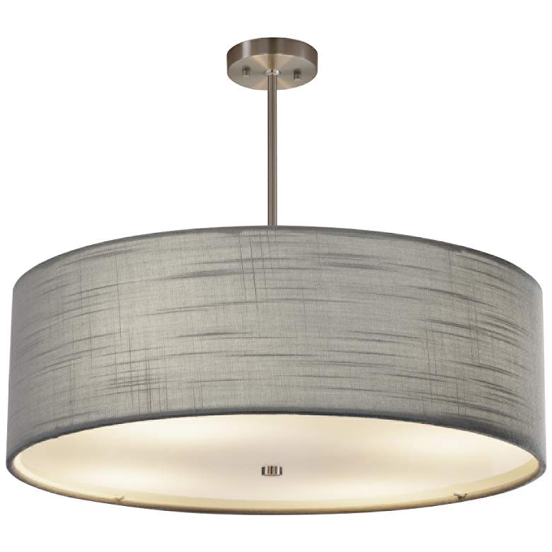 Image 2 Textile&#8482; Classic 24 inchW Nickel Gray Drum Pendant Light