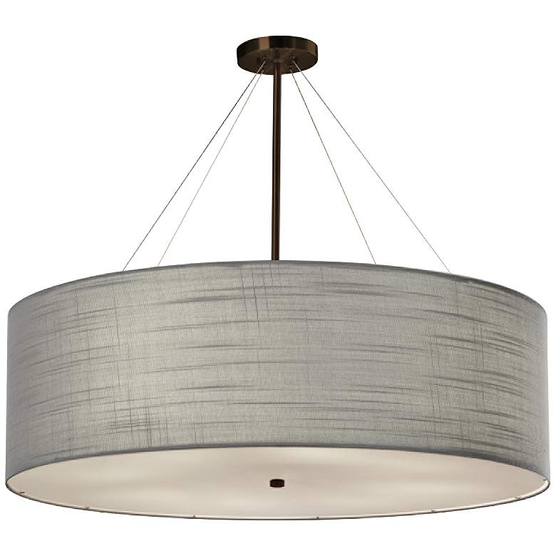Image 2 Textile™ Classic 36"W Bronze Gray Drum Pendant Light