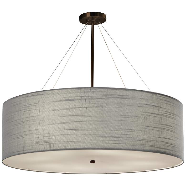 Image 2 Textile&#8482; Classic 36 inchW Bronze Gray Drum Pendant Light