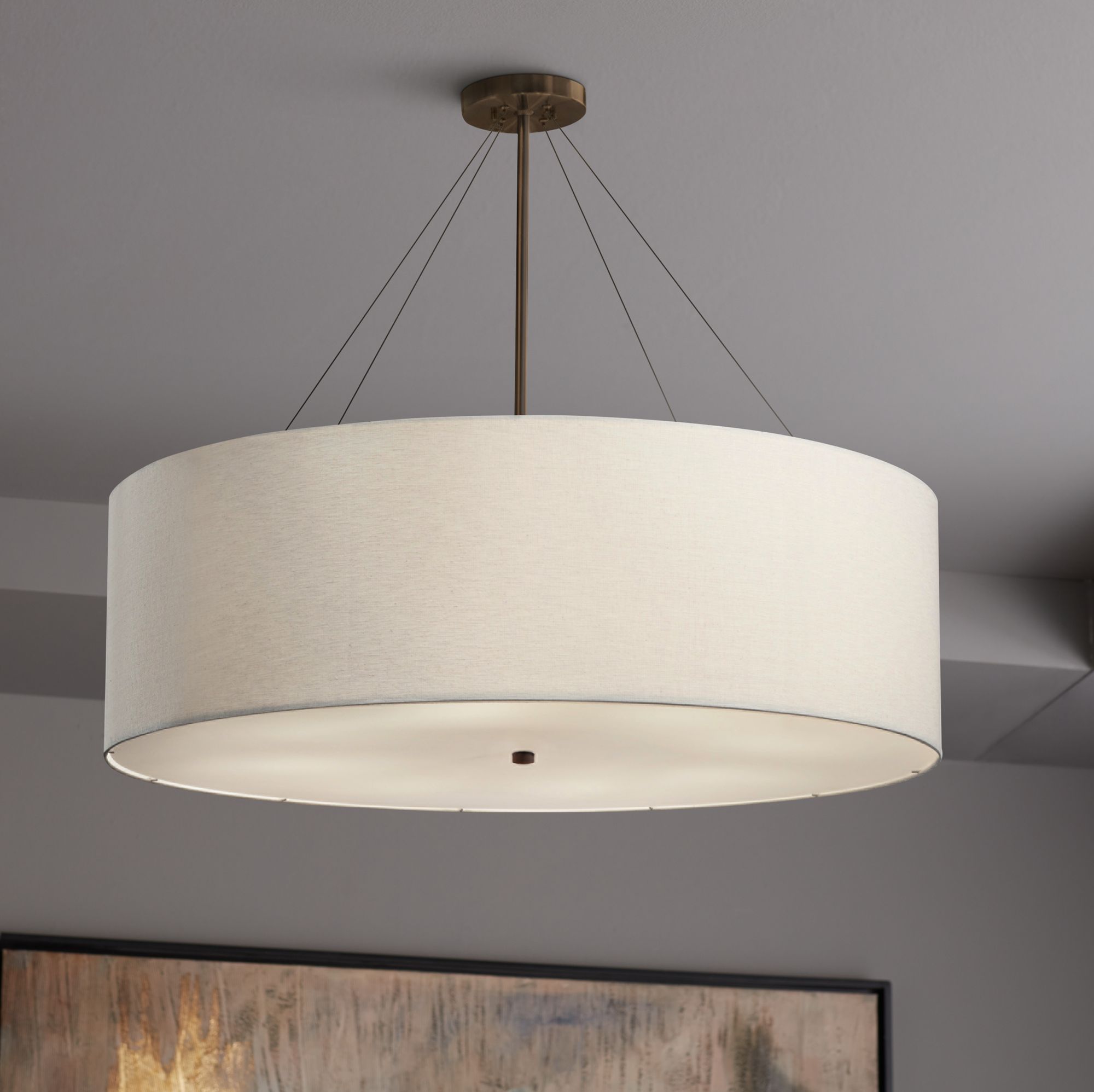 Drum shade pendant deals light