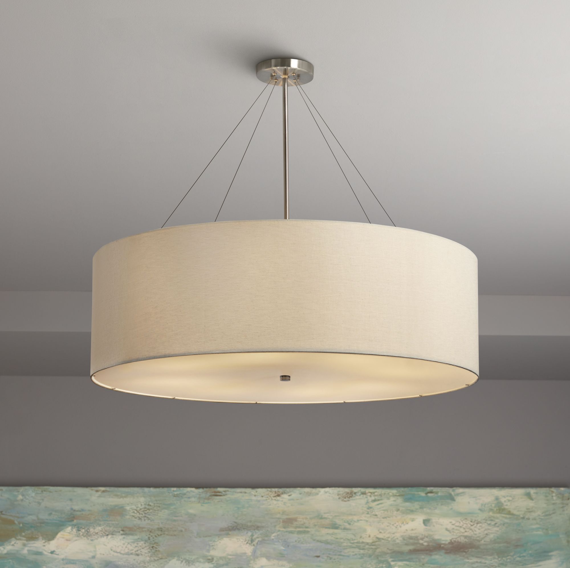 grey lampshade with silver lining