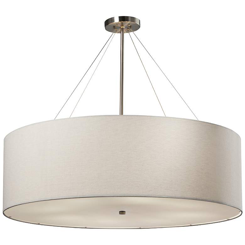 Image 2 Textile™ Classic 36"W Nickel White Drum Pendant Light