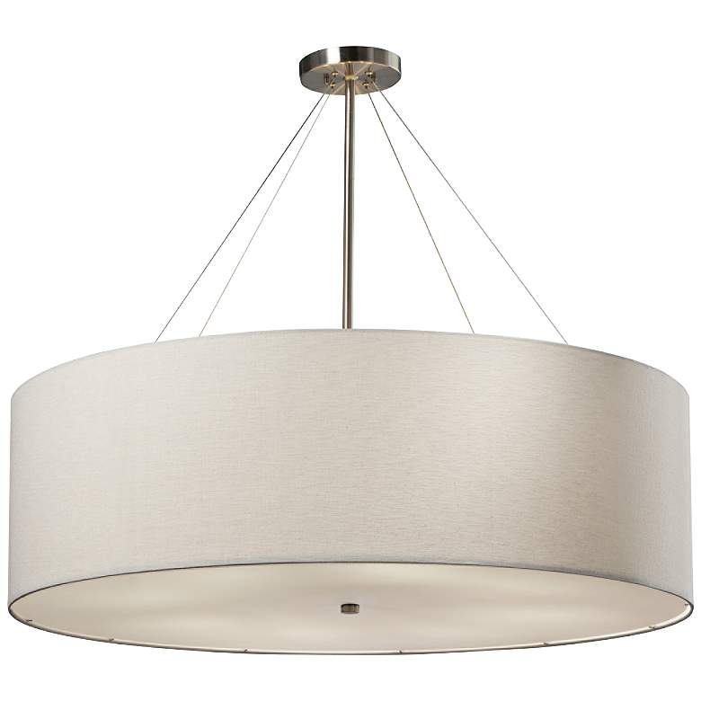 Image 2 Textile&#8482; Classic 36 inchW Nickel White Drum Pendant Light