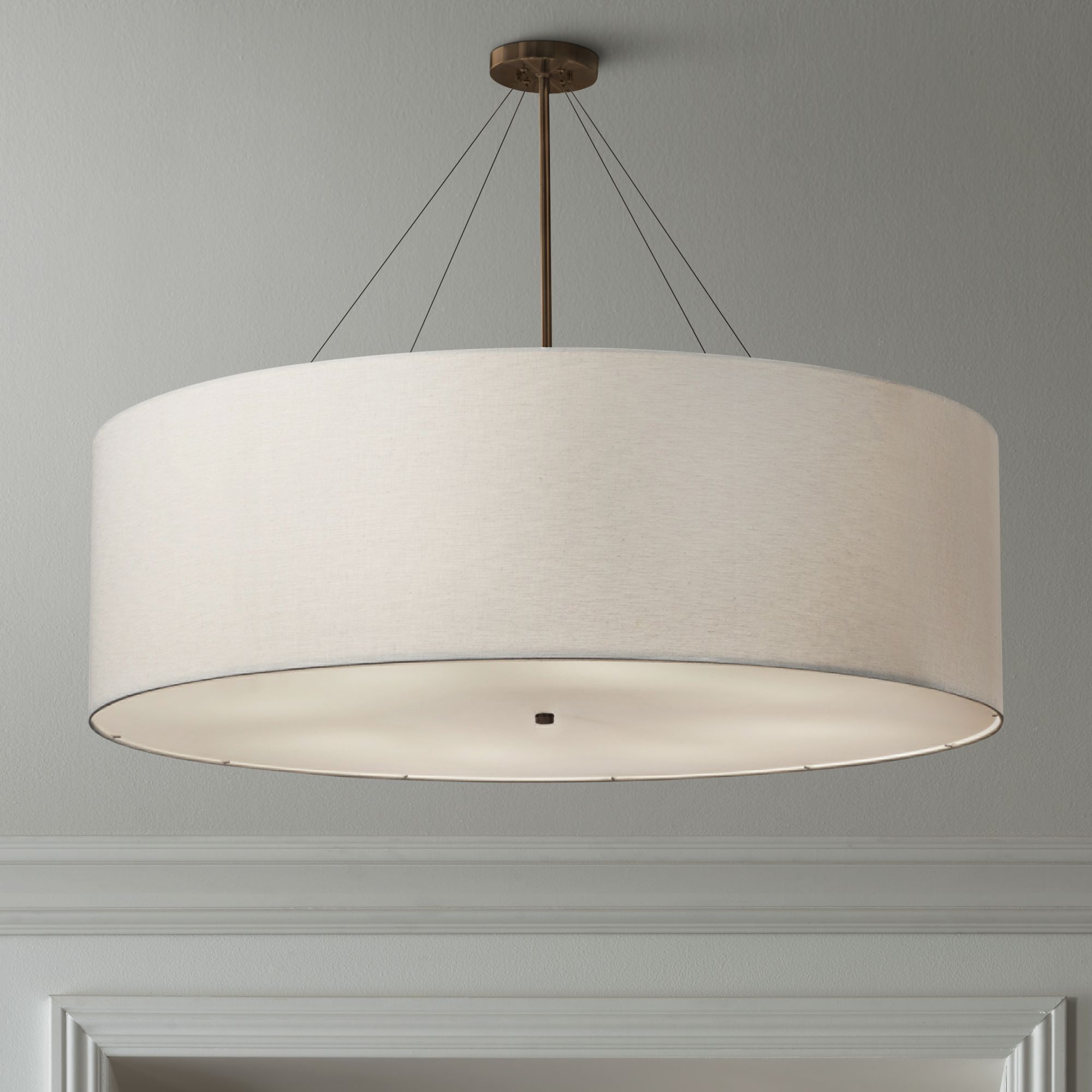 large white drum shade chandelier