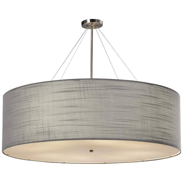 Image 2 Textile™ Classic 48"W Nickel Gray Drum Pendant Light