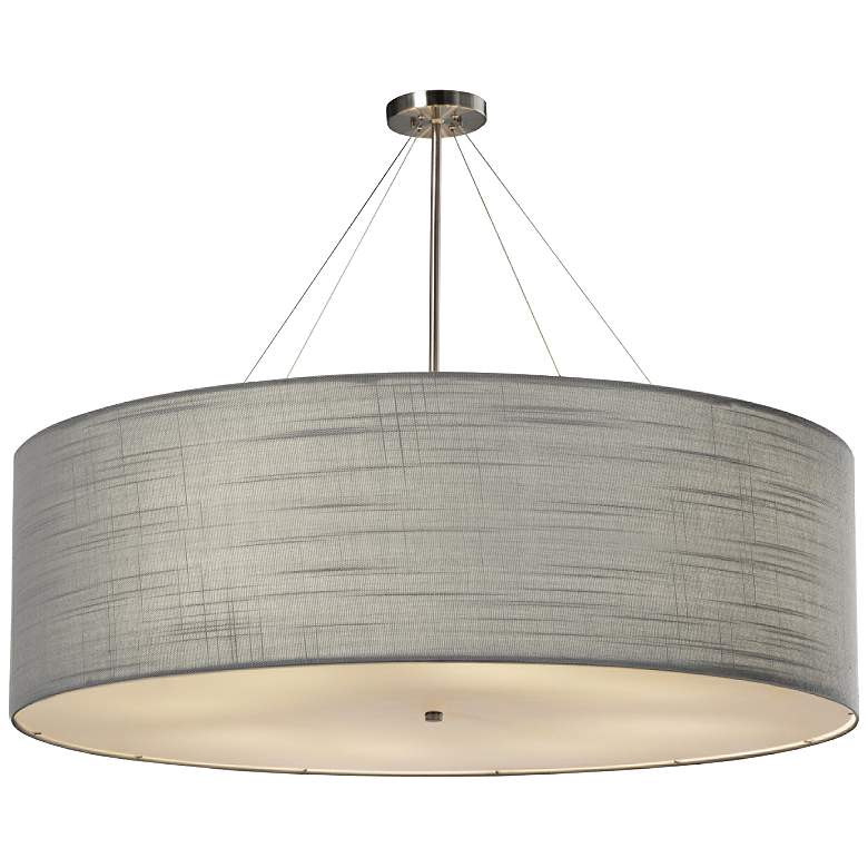 Image 2 Textile&#8482; Classic 48 inchW Nickel Gray Drum Pendant Light