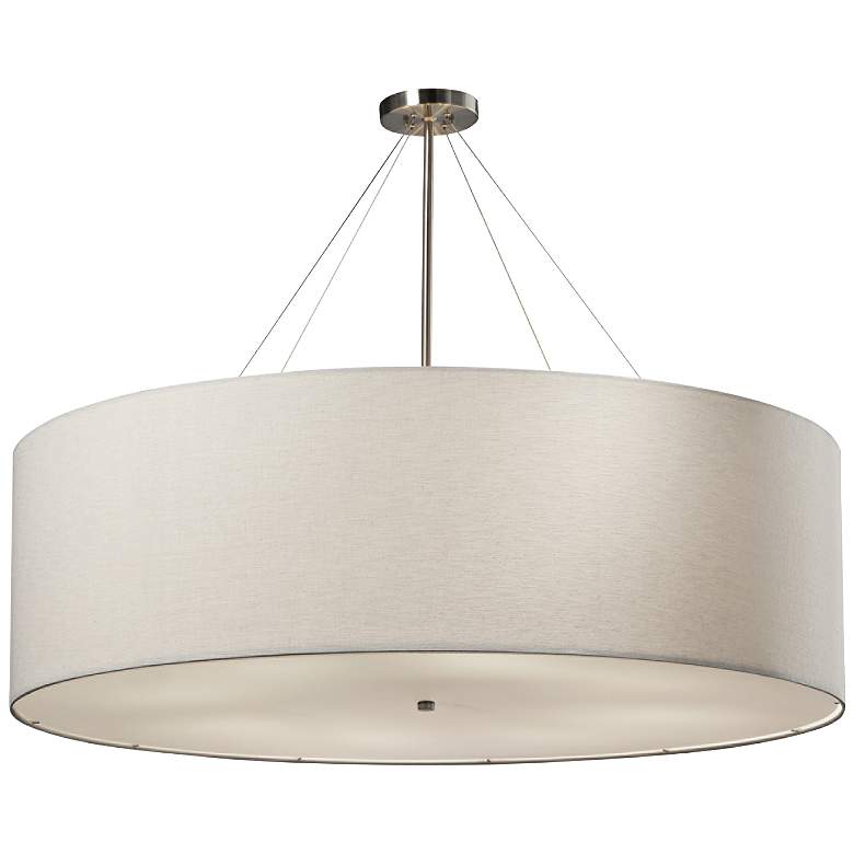 Image 2 Textile™ Classic 48"W Nickel White Drum Pendant Light