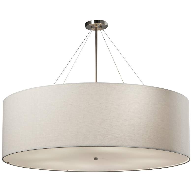 Image 2 Textile&#8482; Classic 48 inchW Nickel White Drum Pendant Light