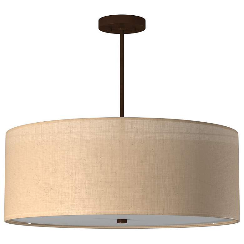 Image 1 Textile Collection - Classic 24" Drum Pendant - Bronze - Cream - LED