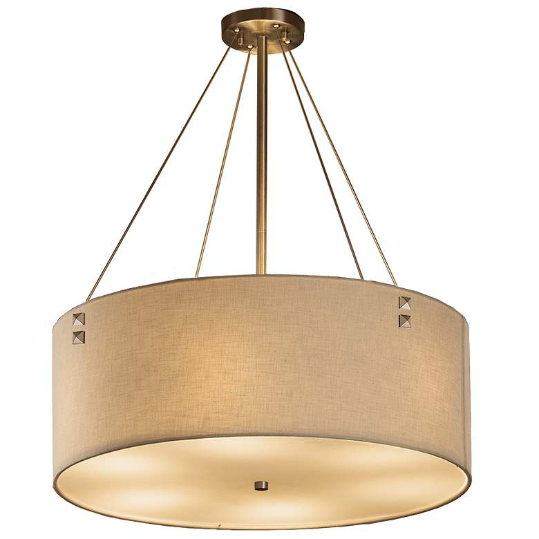 Image 1 Textile - Finials 6-Light LED 24" Drum Pendant - Square - Cream - Nic