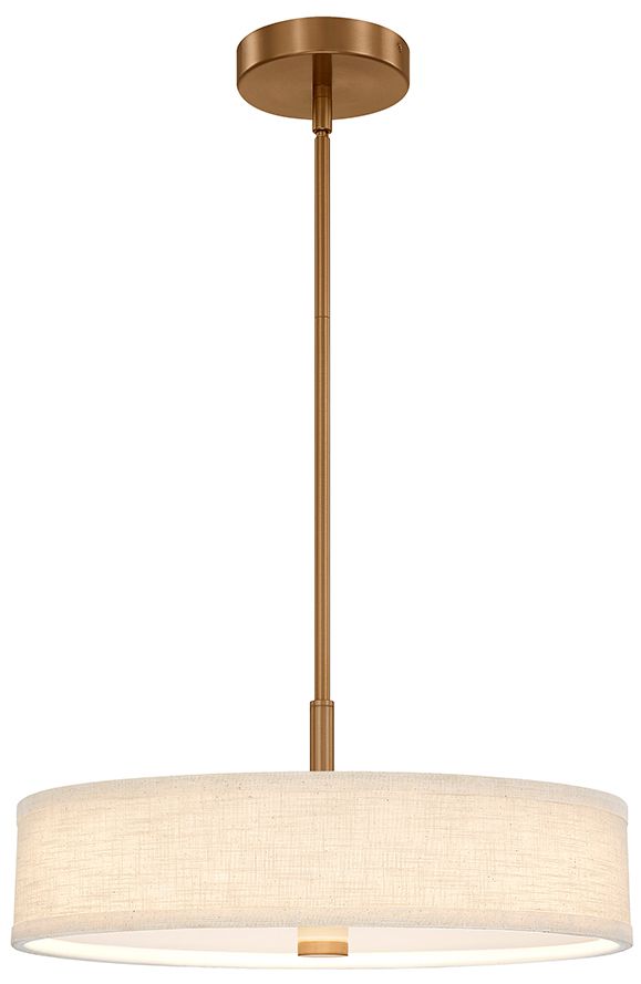 Image 2 Textile Genova 18" Wide Brushed Brass, Cream Linen LED Pendant more views