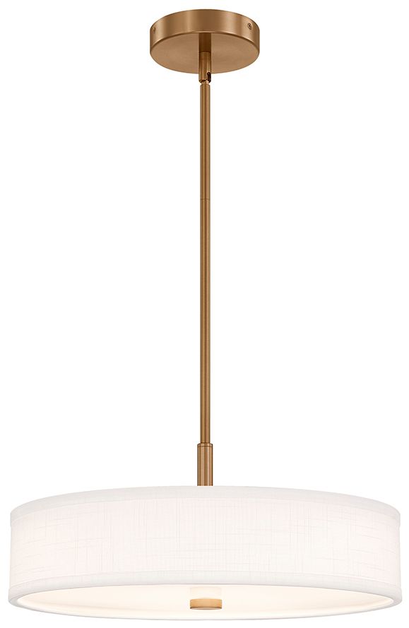 Textile Genova 18" Wide Brushed Brass, White Linen LED Pendant
