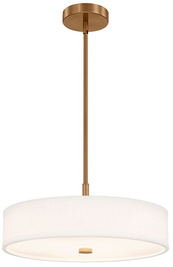 Image 2 Textile Genova 18" Wide Brushed Brass, White Linen LED Pendant more views