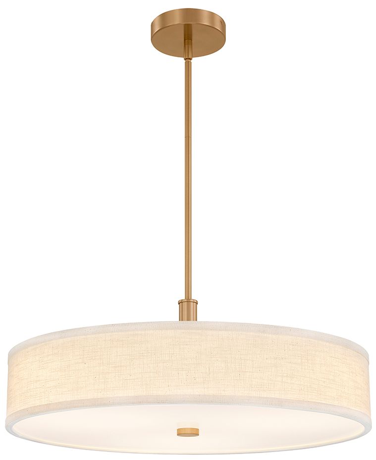Textile Genova 24" Wide Brushed Brass, Cream Linen LED Pendant